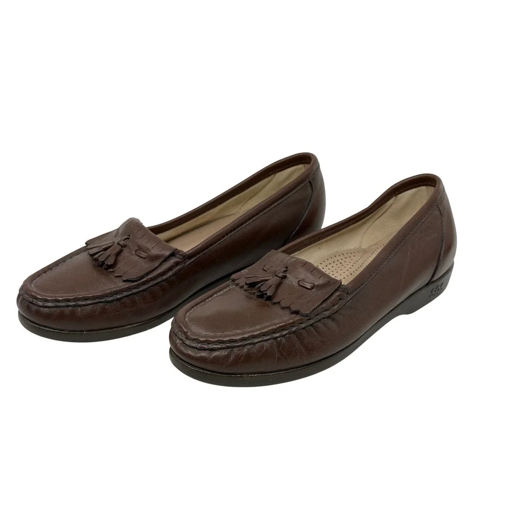 SAS Tripad Comfort Women's Brown Leather Kiltie‎ Tassel Loafers Shoes Size 6 M